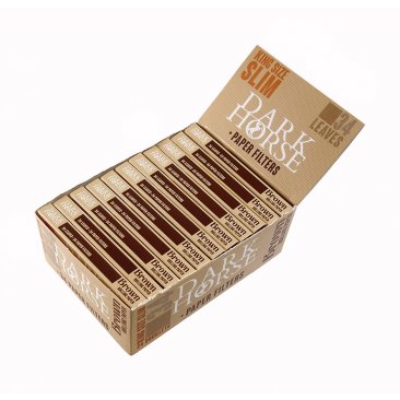 Dark Horse Brown King Size Slim Papers+Tips inkl. Stick zum Stopfen, ungebleicht, 1 Box (24 Heftchen) = 1 VE