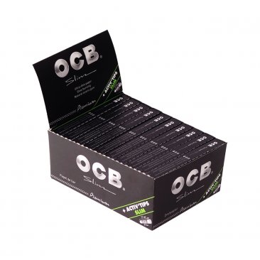 OCB Premium King Size Slim 32 Papers + 8 Activ’Tips, 1 Display = 1 VE